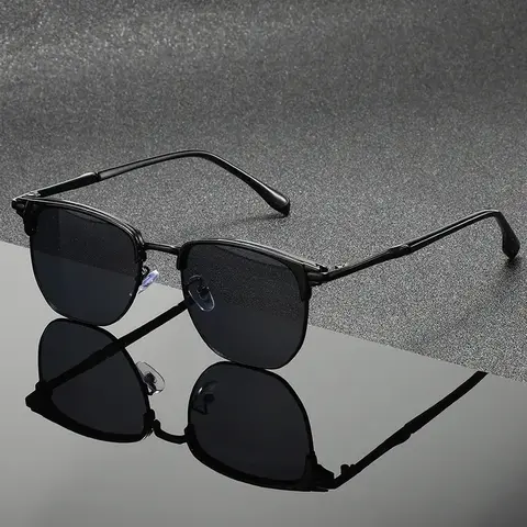 Men's Aviator Square Sunglasses - Vintage Metal Trendy Frames, Summer Stylish Men's Accessories, Gold Green Square Framed Eyewear (TikTok Shop Back to School)