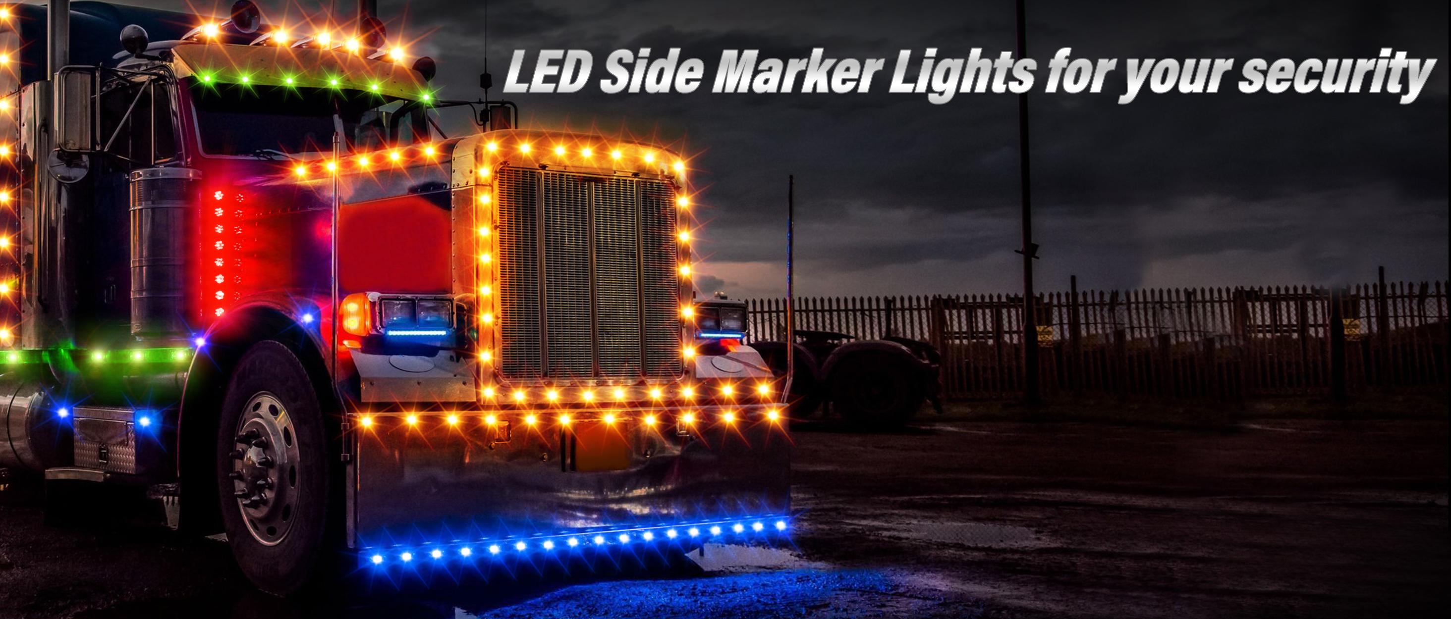 DIBMS 10PCS Red DC12V-24V 4 LED Side Marker Indicator Lights Lamp Front Rear Tail Clearance Lamp Interior Lights with Chrome Bezel Universial for Auto Car Bus Truck Lorry Trailer Boat Deck Courtesy