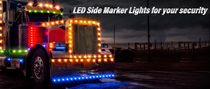 DIBMS 10PCS Red DC12V-24V 4 LED Side Marker Indicator Lights Lamp Front Rear Tail Clearance Lamp Interior Lights with Chrome Bezel Universial for Auto Car Bus Truck Lorry Trailer Boat Deck Courtesy