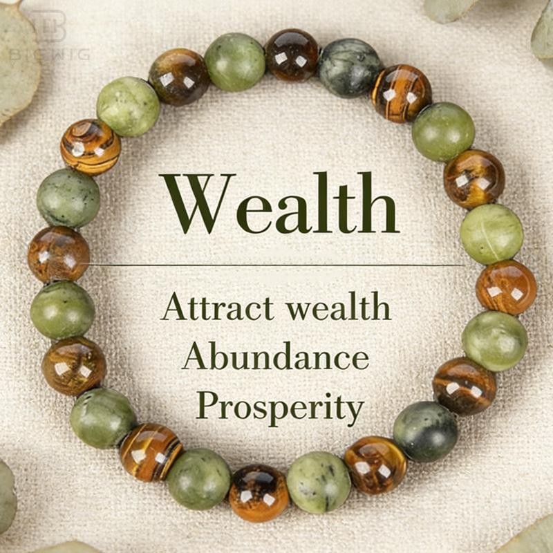 Tiger Eye Stone Bracelet Attracts Wealth, Stretchable Money Attraction Bracelet- Unisex Jewelry Gift Spiritual Protection & Abundance Manifestation Jewelry Gift for Her