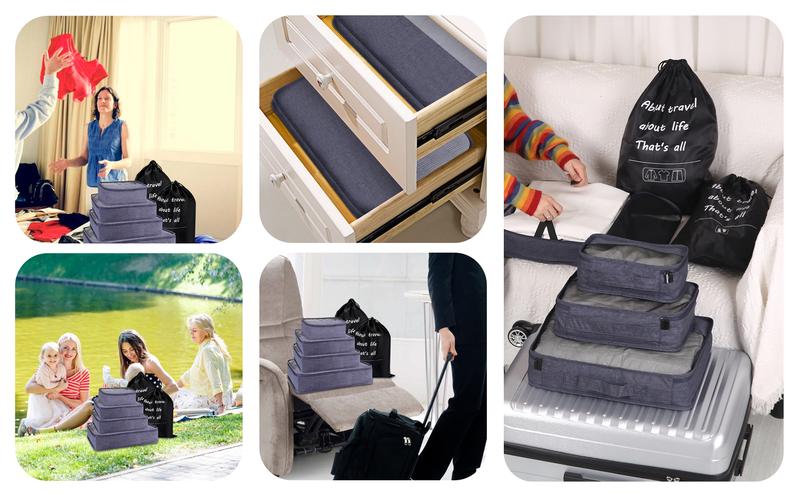 BeEagle 6 Set Packing Cubes Set - Organize & Save Space in Suitcases, Portable & Durable Travel Organizers for Clothes, Toiletries & More