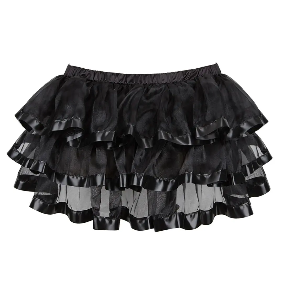 Black Ruffle Mini Skirt for Women Layered Mesh Tutu Aesthetic Fashion Womenswear 3704