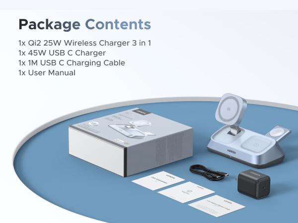 UGREEN 25W Qi2 Certified 3-in-1 Magflow Wireless Charging Stand, Magsafe Fast Wireless Charger for iPhone 17/16/15/14/13/12, AirPods and Apple Watch, Desk Stand with Adjustable Angle,（No battery）TikTokShopBlackFriday ,TikTokShopJumpstartSale