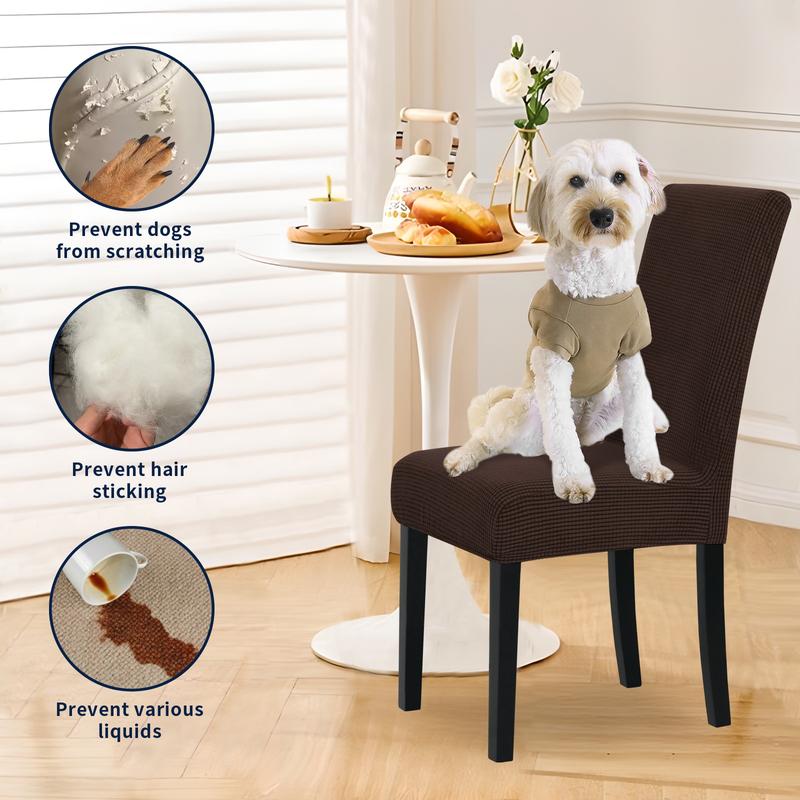 Easy-Going Waterproof Dining Room Chair Cover Set of 2, 4, 6, 8, Leakproof Stretch Jacquard Parson Chair Slipcover Removable Washable Chair Protector for Home, Restaurant, Banquet