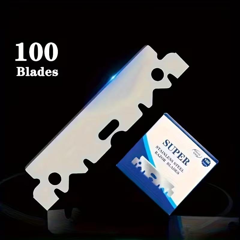 100pcs Stainless Steel Half-Edge Razor Blades for Haircuts - Vintage Manual Shaving Tools, Professional Barber Supplies