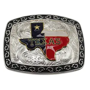 WMG Silver Metal Tone Fashion Unisex Belt Buckles (Texas Flag)