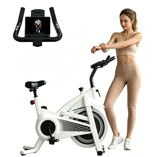 [New arrived] Exercise Bike with for Home Stationary Bike  18LBS Flywheel Spin Bike with Holder Silent Belt Drive and Comfortable Seat Cushion for Cardio Workout Multi-Function LED Display ,Tablet Mount  Gym machine