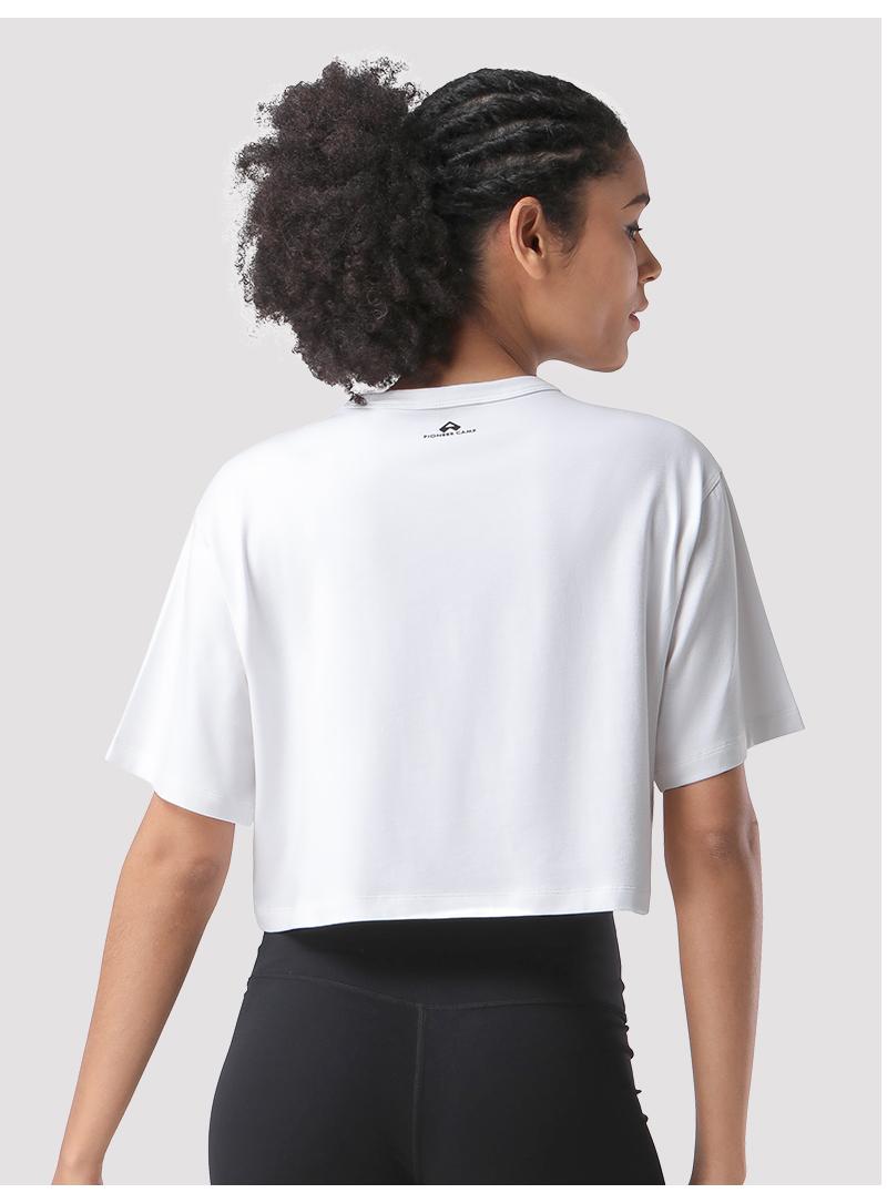 Pioneer Camp Bamboo Viscose Workout Crop Tops for Women Short Sleeve Loose T-Shirts Cropped Athletic Gym Running Yoga Tee