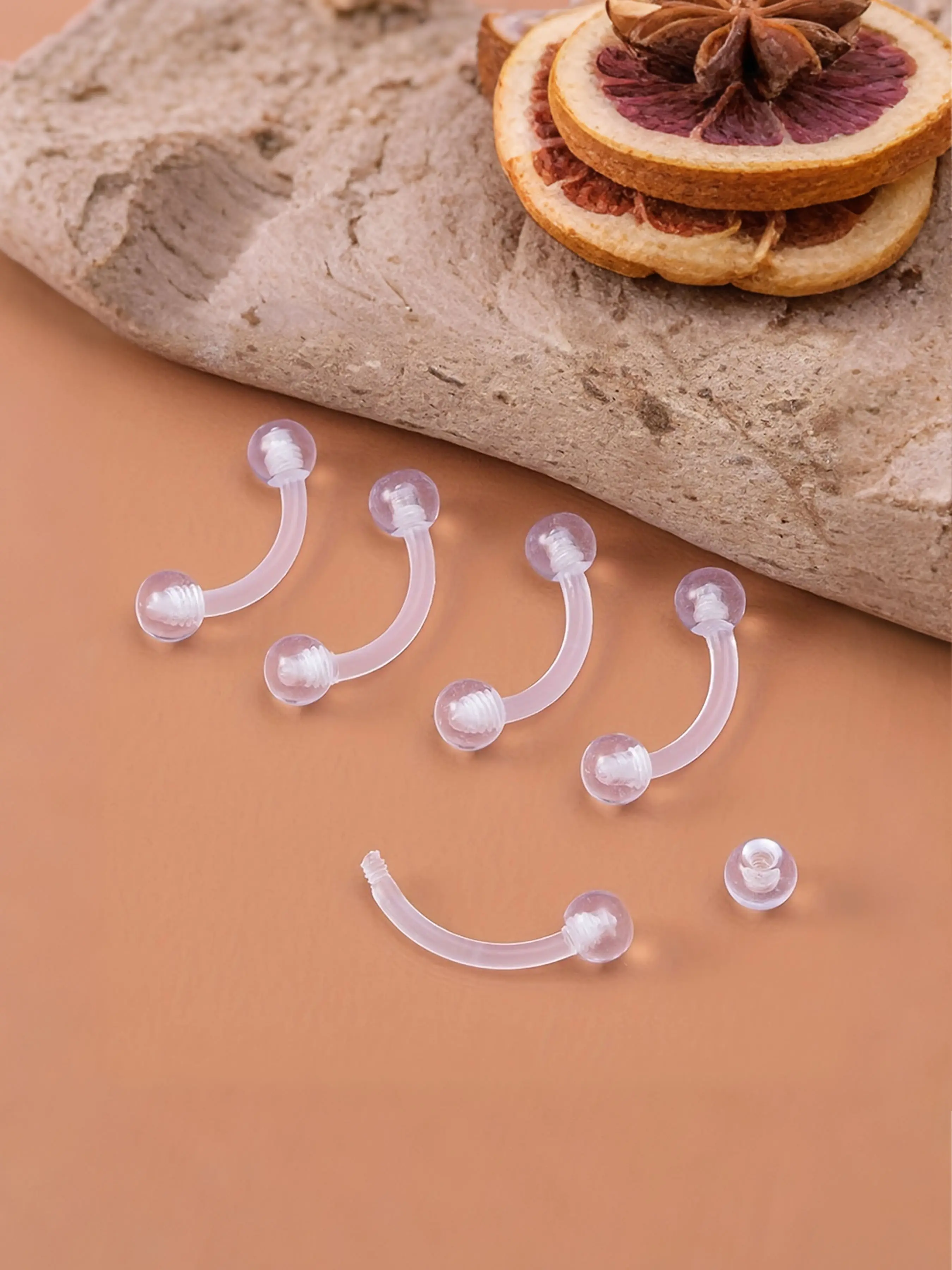 5pcs Acrylic Eyebrow Ring Curved Barbell Lip Belly Button Piercing Snug Daith Helix Cartilage Earrings Tragus Body Jewelry 16G