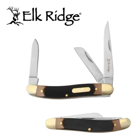 Elk Ridge ER-323 6.00 Inches All Ages EDC Pocket Knife - Traditional 3-Blade Slip Joint Folder, 3Cr13 Stainless Steel Blade, Sawcut Derlin Grip, Nickel Bolsters, Peeling Capability, Compact Outdoor Camping Knives, Portable Multipurpose Tool
