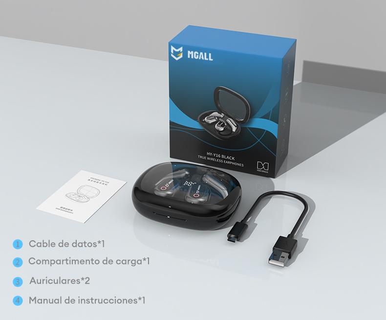 MGALL KC09 with Built-in 169-Language Translation Wireless Headphones with Electroplated Ear Hook Design – Comfortable, Great Sound, Bluetooth 5.4 Flash Connection, Wireless Earbuds for Music and Calls