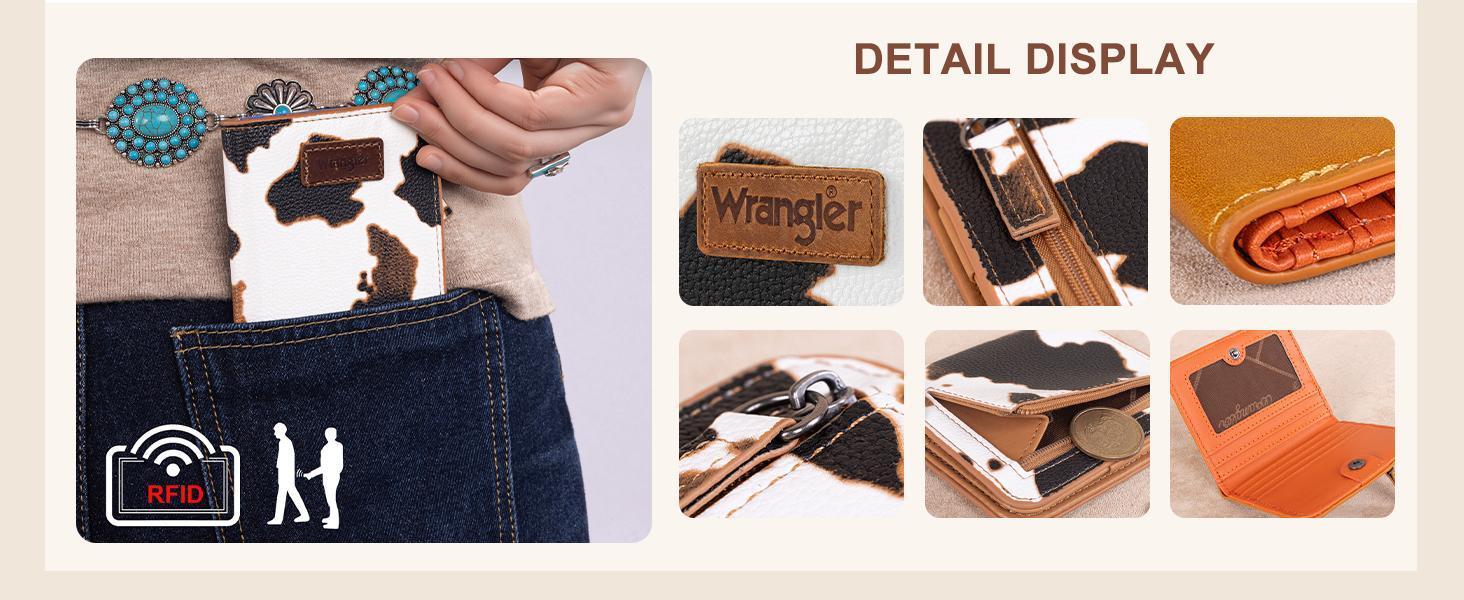 Wrangler Small Leopard Print Wallets Card Cases for Women with Rfid Lining and A Coin Purse