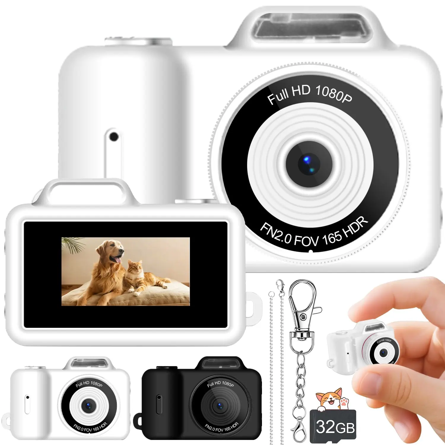CCD Digital Camera, Portable Ccd Cameras, with 0.96" Display, Compact Vintage Camera for Adults & Teens, HD Video Recording & Digital Zoom, Rechargeable Vlog Camera, USB Charging, Memory Card Option, for Vlogging, Daily Photography & Retro Gift