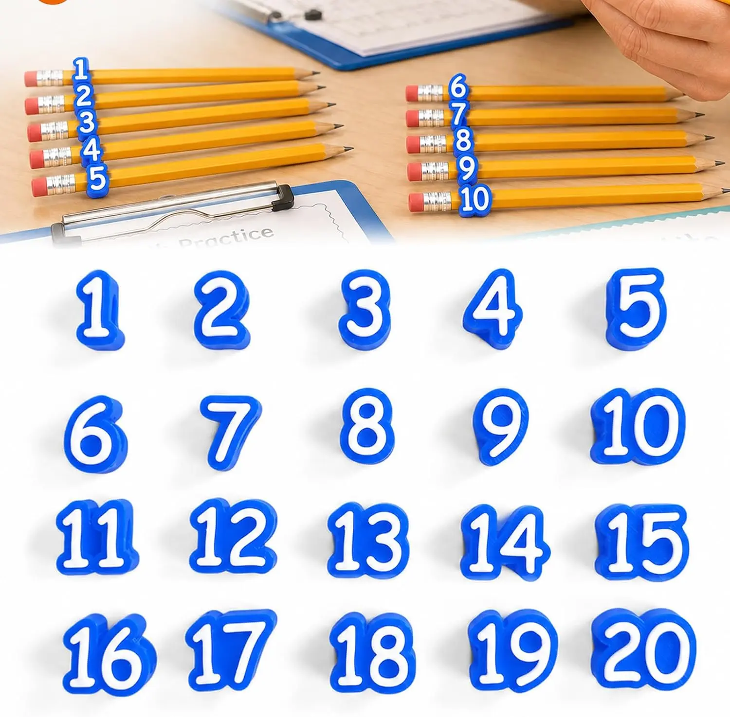 30-Count Numbered Pencil Toppers Set - Innovative, Practical, Portable Desk Organizer for Stationery Supplies, School Stationery, Organizing Writing Tools, Personal Use, Streamlined Writing Experience