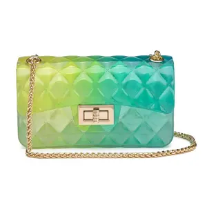 Fashion World  Quilt Embossed Multi Color Jelly Shoulder Bag