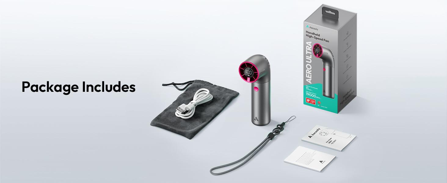 Aecooly Portable Handheld Fan, Powerful Turbo Mini Fan, 19000 RPM High Speed Aero Ultra, 15H Max Cooling Time, 7 Speeds Aluminum Case, Pocket Rechargeable Personal Small Travel GIfts for Women, FathersDayGift, dealsforyoudays