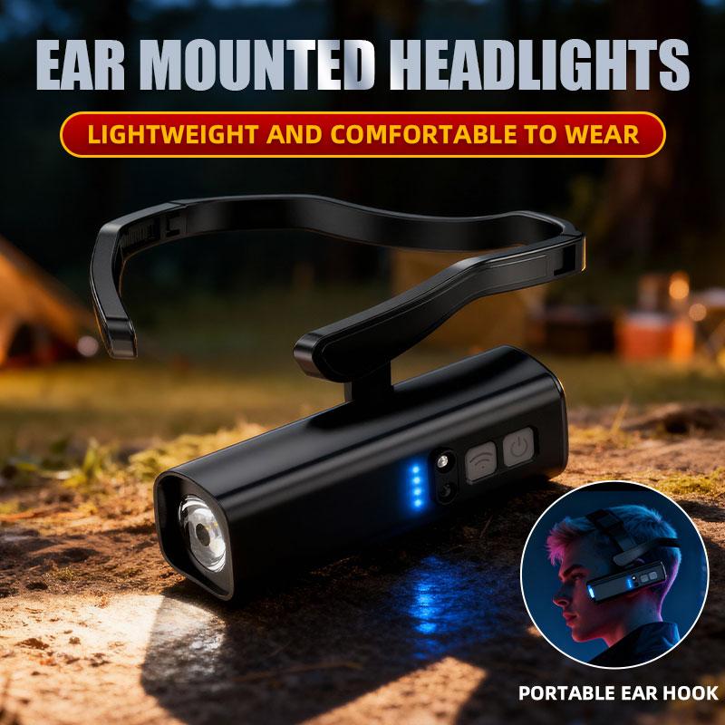Motion-Sensor Ear Worn LED Headlamp - Lightweight High Lumen Headlight for Work, Camping & Running