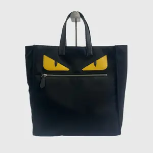 Pre-owned FENDI Nylon Tote Bags Black Monster Tote Bag