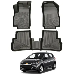 Canvcle Floor Mats for Chevy Chevrolet Spark 2016-2020 All Weather 3D TPE Protection Anti-Slip Waterproof Durable Car Carpet Accessories Eco-Friendly Material