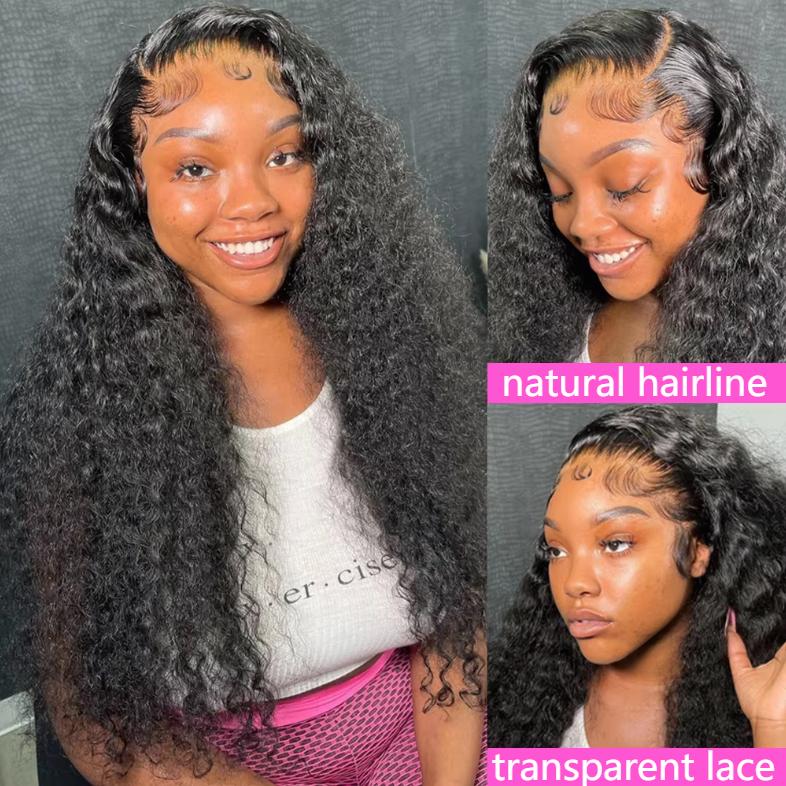 Loose Deep Curly 30 38 Inch 13X6 Hd Lace Frontal Human Hair Wigs Brazilian Water Wave 13X4 Lace Front Wig 180 Density Kinky Curly Virgin Human Hair Wigs Pre Plucked Natural Hairline