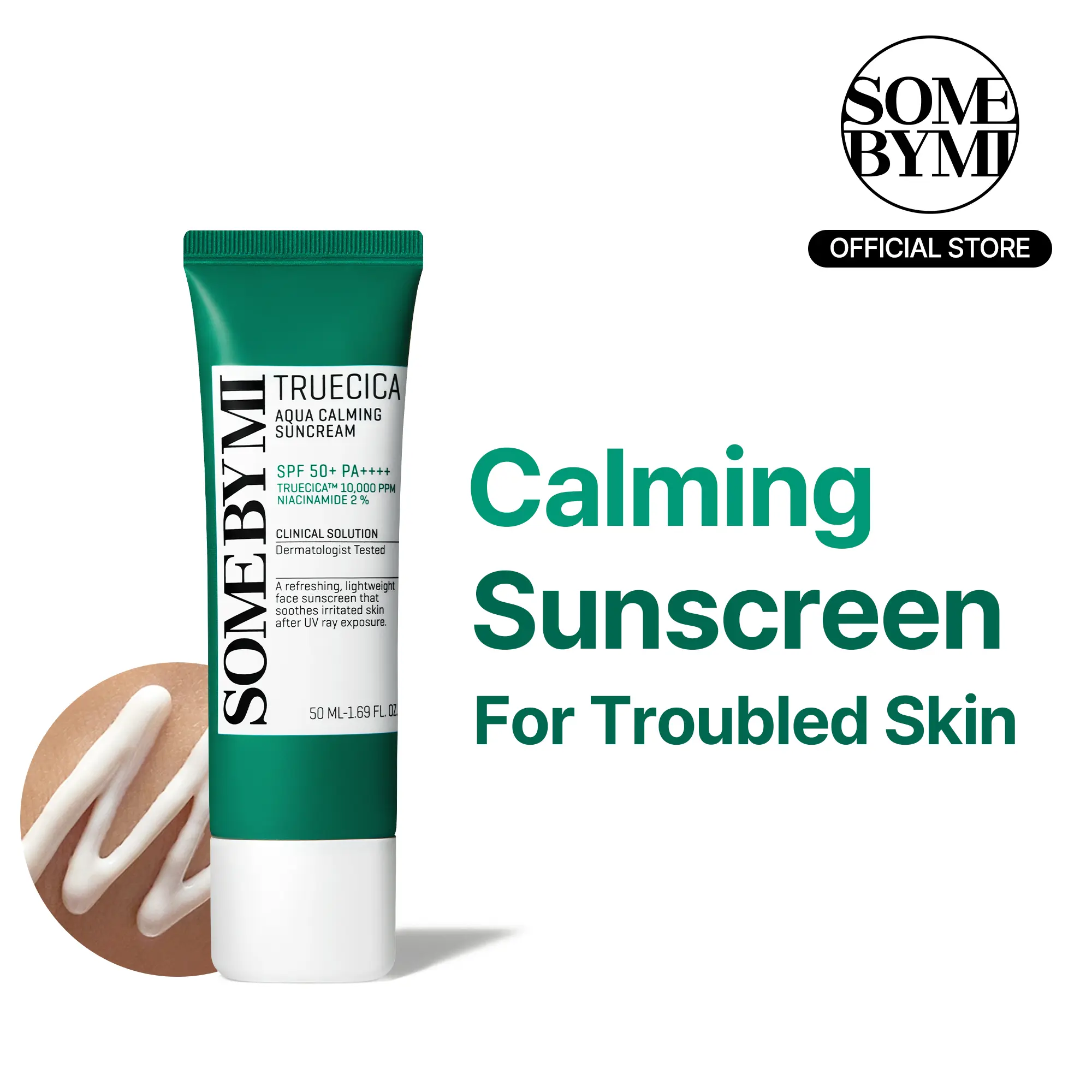 Truecica Aqua Calming Sunscreen 1.69oz - Korean Skincare - Lightweight Hydrating Serum SPF50 for Acne & Sensitive Skin - Invisible Finish