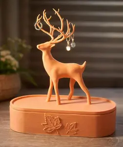 Deer Jewelry Box with Antler Ring Holder, Woodland Home Decor | Nature Gift