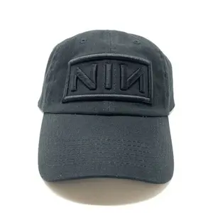 Nine Inch Nails Hat NIN Rock Hall Of Fame Dad Unstructured Cap Black Black Raised Logo