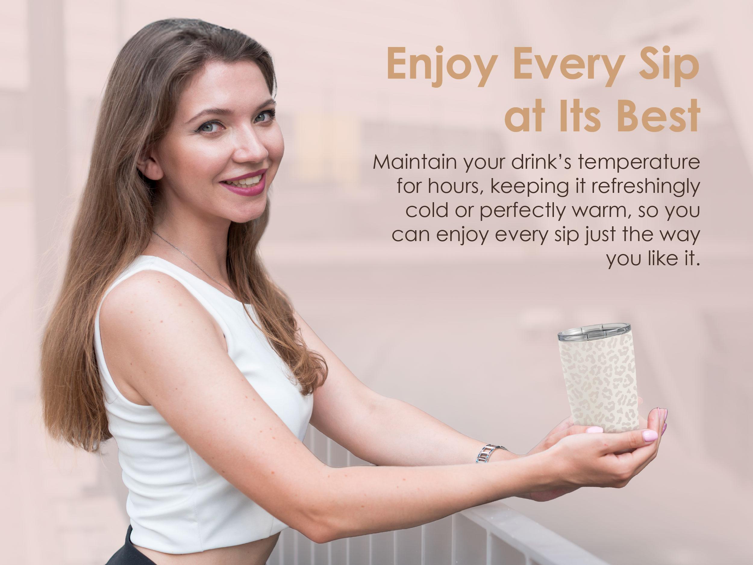 SANDJEST 20oz Stainless Steel Coffee Tumbler with Lid, Insulated Vacuum Flask Travel Mug, Aesthetic Gift for Friends Women Girls Teens Mother's Day