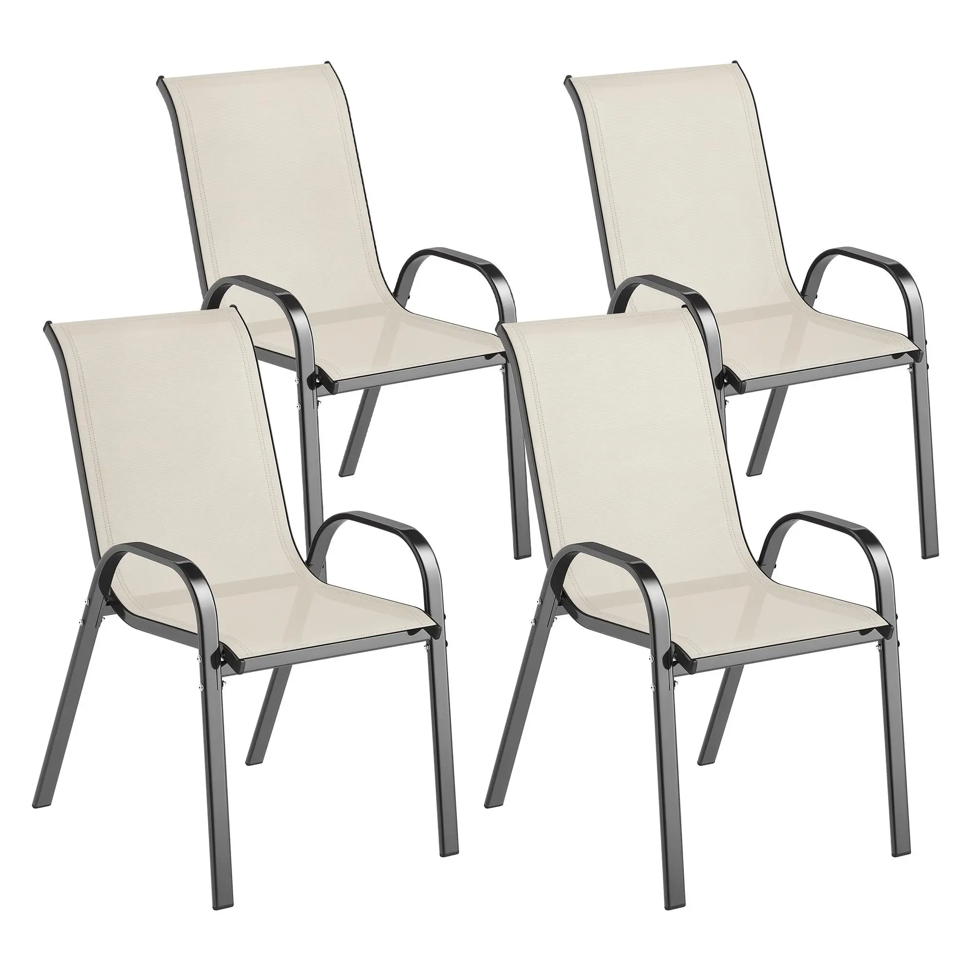 Outsunny Outdoor Dining Chairs Set of 4, Stackable Patio Dining Chairs, High Back Outdoor Patio Chairs with Breathable Mesh Seat, Metal Frame for Garden Lawn Backyard,outdoorfurnitureset