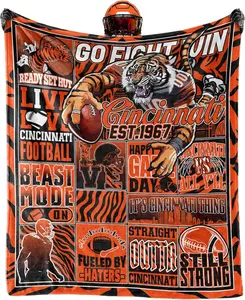 Blanket for Cincinnati, Football Gifts for Cincinnati, Gifts for Men Women, Throw Blanket for Couch, Gear for Men, 60"x50"