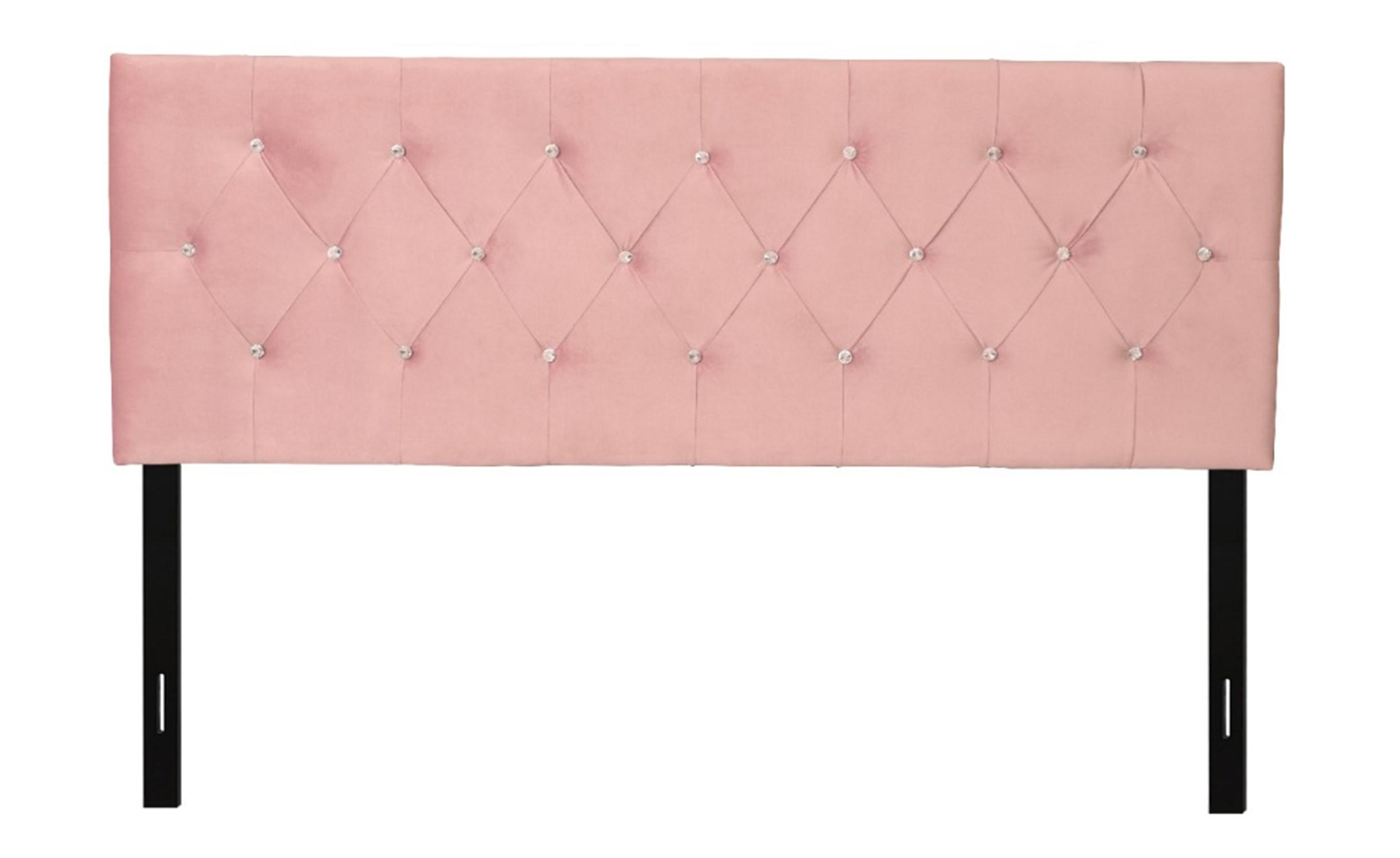 Favorer Concetta Diamond Tufted Velvet Upholstered Headboard, Silver Gray/Black/Blue/Pink