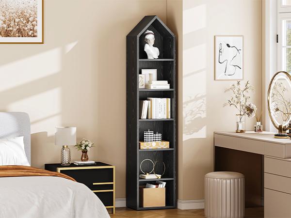 YITAHOME 73" Tall Narrow Bookshelf, Modern Open 5 Tier Bookcase, Wooden Shelf Stand for Small Spaces, Display Shelving Storage Rack for Bedroom, Living Room, Home Office