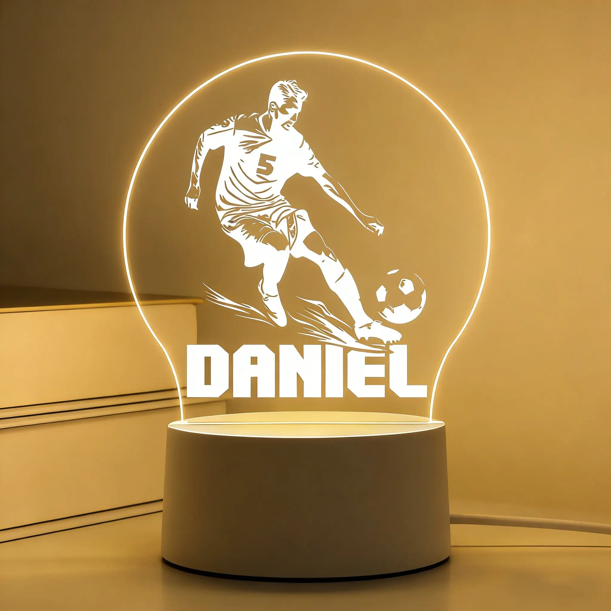 Acrylic LED Night Light, Football Night Lamp, Led Decoration Lamp, USB Powered with Switch, Daniel Memorial Gift, Boy Men Fan Personalized Gift, Led Nightlight
