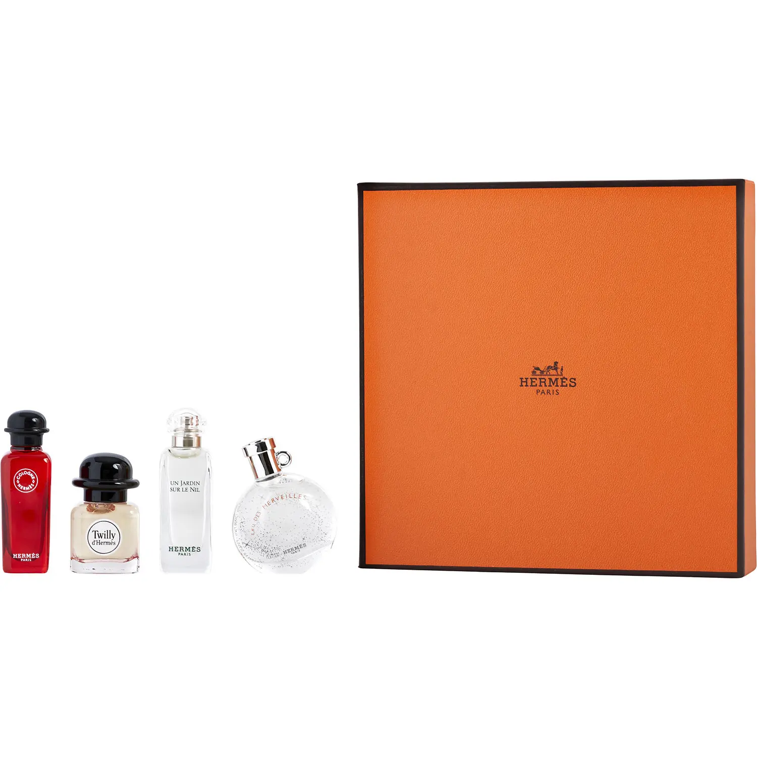 Hermes Variety Set-4 Piece Mini Variety With Un Jardin Sur Le Nil Edt 0.25 Oz & Eau Des Merveilles Edt 0.25 Oz & Twilly D'hermes Eau De Parfum 0.25 Oz & Eau De Rhubarbe Ecarlate Eau De Cologne 0.25 Oz For Unisex