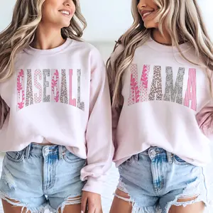 Vintage Baseball Sweatshirt Retro Softball Sweatshirt Sports Mama Preppy Pullover Game Day Baseball Sweater Sports Mom Top Casual Womenswear Sublimation Top