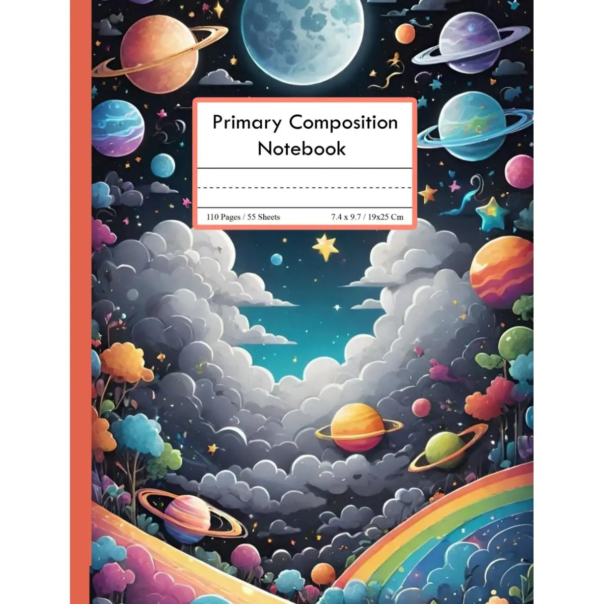Primary Composition Notebook: Draw and Write Journal for Grades K-2 with Half Page Rule, Dotted Midline, Picture Space | Early Learning Practice for ... Book | 7.4’’ x 9.7’’ Inches, 110 Pages Paperback – April 6, 2024