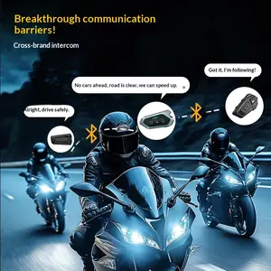 D90 Motorcycle Helmet Bluetooth Headset, Two-Person Cross-Brand Intercom, Multi-Person Grammy Sound, Waterproof, Noise-Canceling for Riding