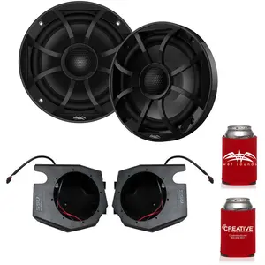 Wet Sounds RECON 6-BG 6.5" Black Grill Marine Speakers with RZ4-F65U 2014-2019 Polaris RZR Front Kick Pods