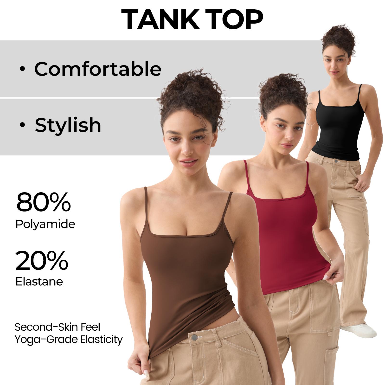 FAIABLE Womens Camisole Top Sexy Adjustable Spaghetti Strap Sleeveless Basic Tank Tops for Women 3 Pcs Essential Sports Yoga Slim-Fitting Casual Minimalist