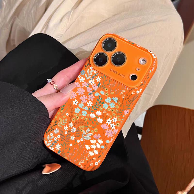 Fresh Floral Print Phone Case for iPhone 17 Pro Max 17Air 17 16E 16 15 14 13 12, Ultra Skin-Friendly TPU, All-Inclusive Glass Lens Protection, Aesthetic Flower Pattern Gift, Dopamine Ins Style Summer Cover, Shockproof Slim Case, Lens Window Design