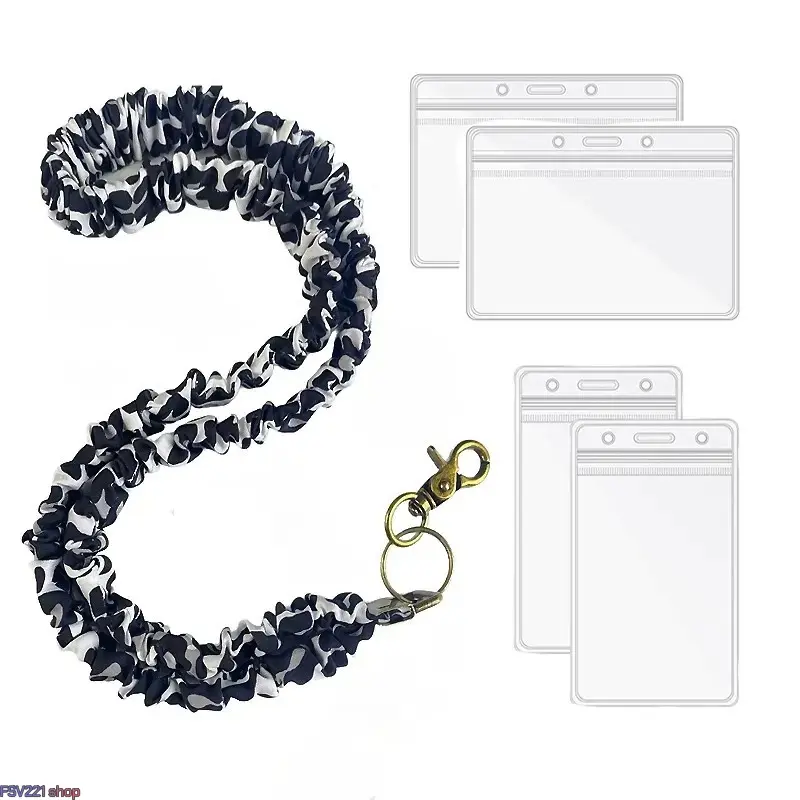 Women's Scrunchie Lanyard - Soft Ruffled Design Fabric Neck Strap with Swivel Clip, Adjustable ID Card Holder & Keychain, Outdoor Accessory for Employees, Nurses, Teachers, Multiple Colors, Hair-Tie Style, Camping Essential