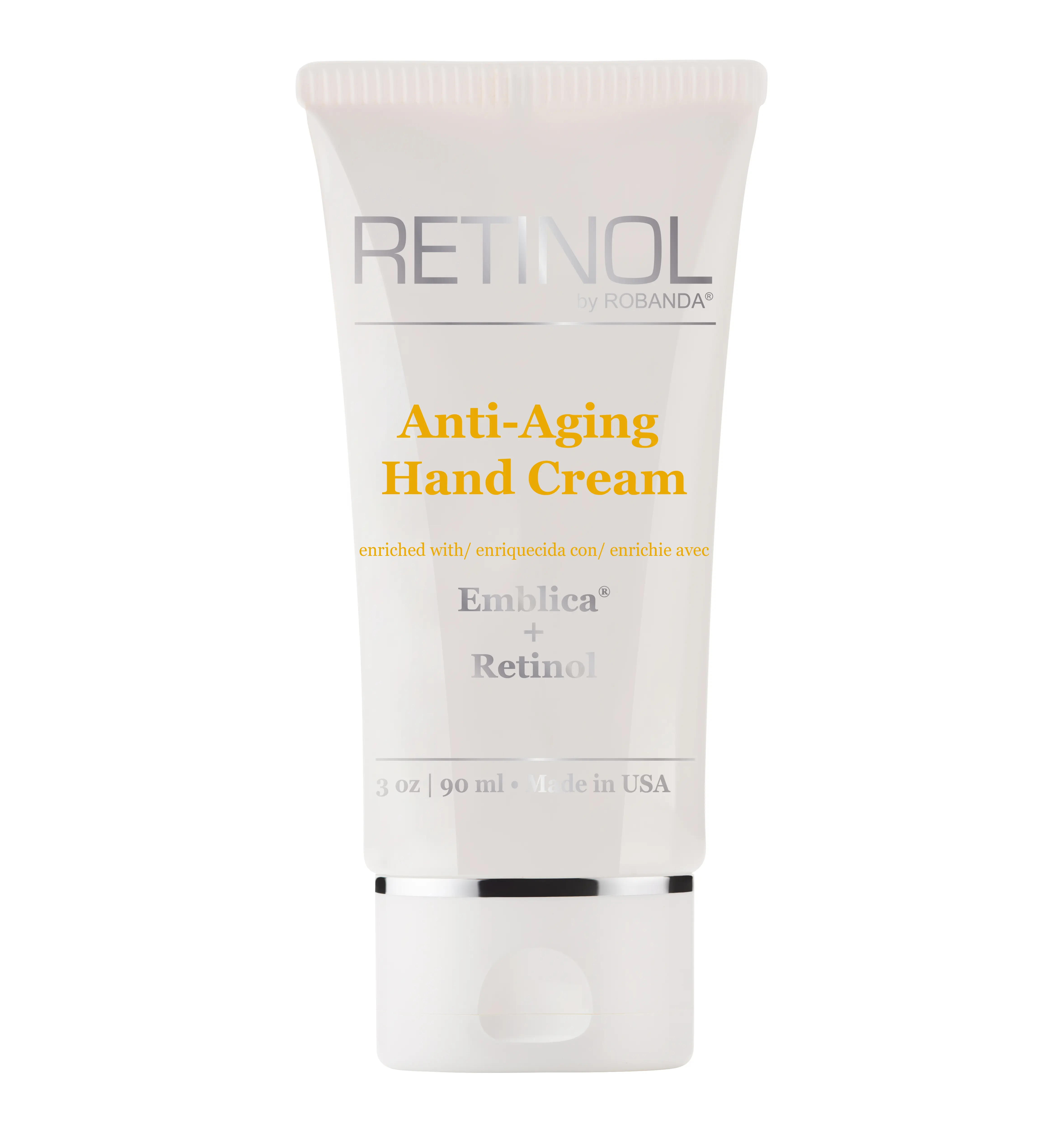 Robanda Retinol Anti-Aging Hand Cream for Wrinkles & Fine Lines Deep Hydration Lightly Scented Moisturizing Lotion TSA-Friendly Travel Size 3 oz