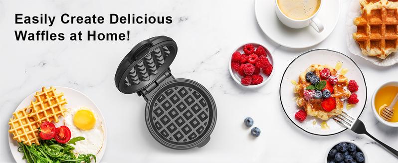 Crownful Mini Waffle Maker, Non-Stick, 4 Inch Chaffle Maker for Familes and Kids, Perfect for Breakfast, Dessert, Sandwich, Egg Cooker Machine & Kitchen Appliances