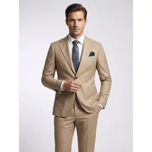 Beige Bootcut Slim Fit Suit