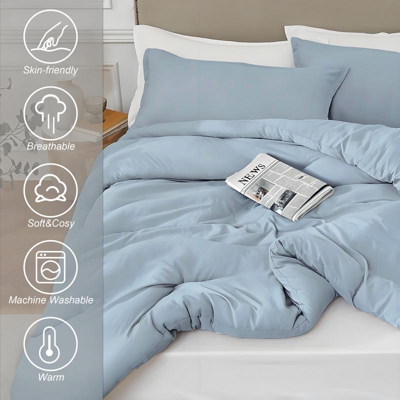 Bepatio 3pcs Soft Cozy Comforter Set Queen Size - Washable Bedding Comforter In Twin Size, Luxury Bedroom Decor Accessories, Breathable Lightweight Fluffy Bedding Sets with 1 Comforter and 2 Pillow Shams,  full comfort, Ideal Gift