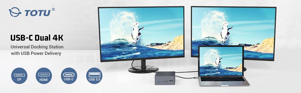 USB-C Triple Display Docking Station With Charging Support for MacBook Pro & Windows Type C Systems (2 HDMI, DP, 7 USB Ports, 60W PD), MacOS Mirror Mode Only, Space Grey