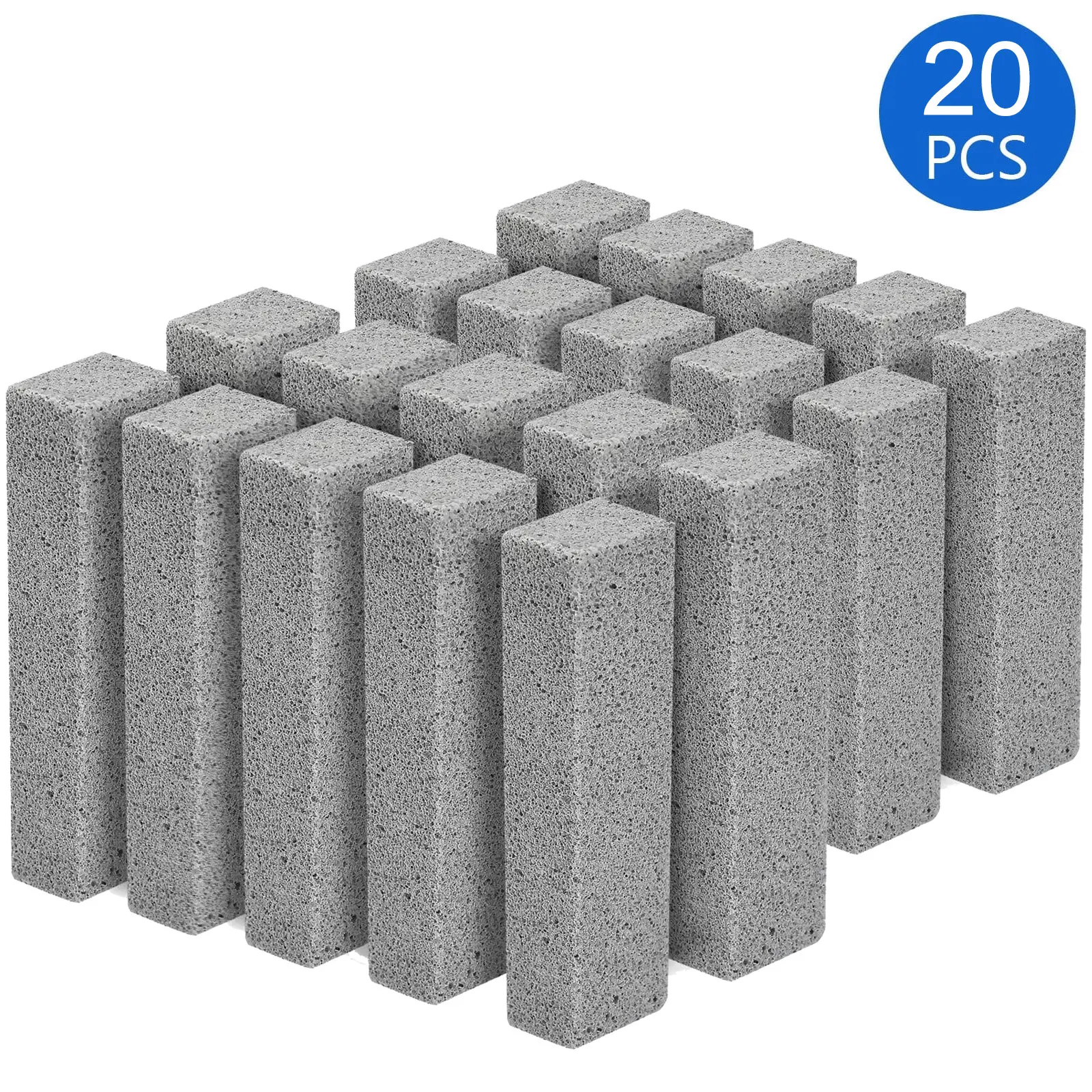 20 Pack Pumice Stone for Toilet Bowl Cleaning, Powerfully Cleans Hard Water Rings Stains, Toilets, Stoves, Bathtubs, Grills, Pools, Sinks (5.9 x 1.4 x 0.9 Inches)