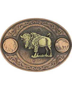 Montana Silversmiths Men's Copper Buffalo Indian Head Nickel Belt Buckle - 4050Blb-941L