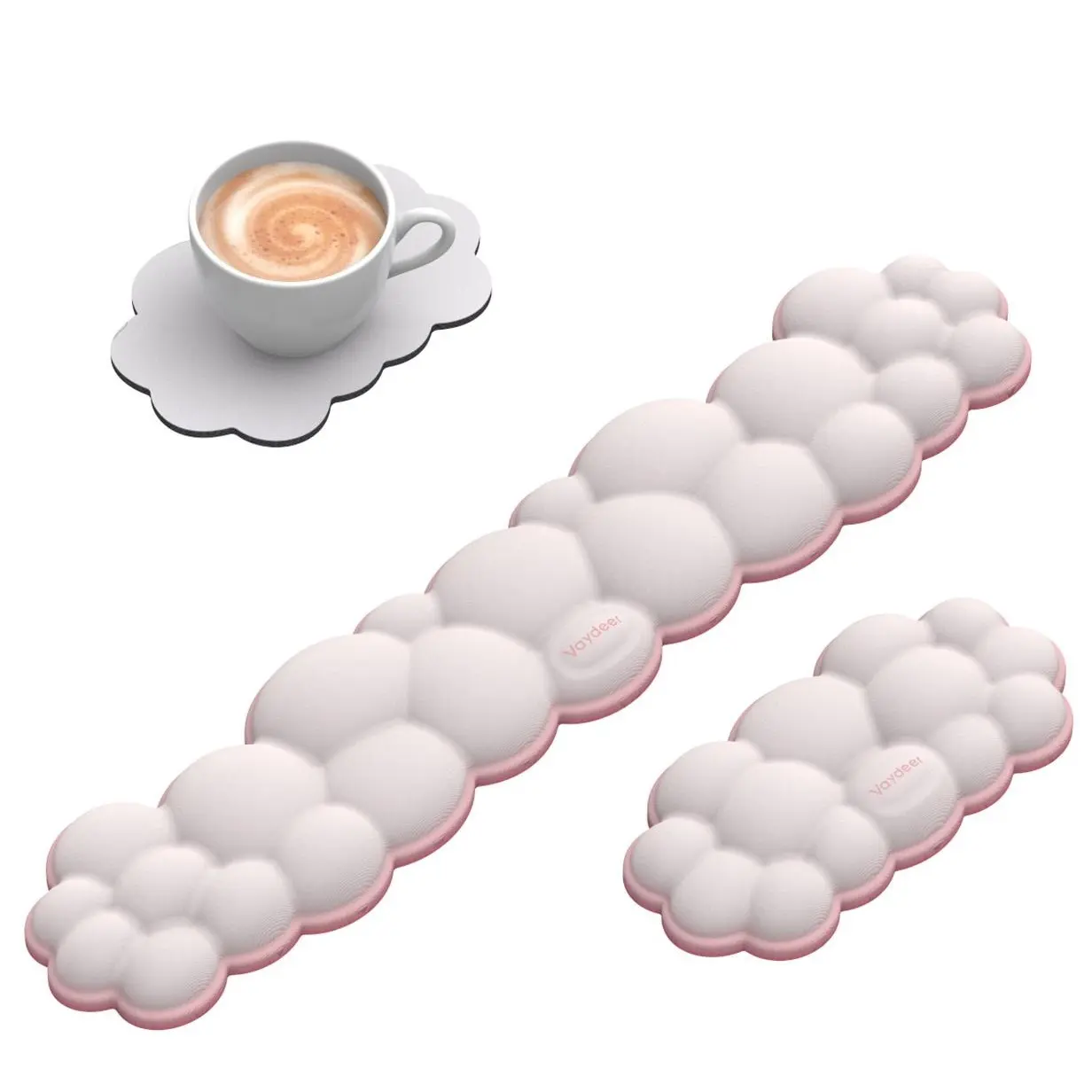 Vaydeer Cloud Keyboard Wrist Rest, Ergonomic Memory Foam for Computer Laptop Gaming, Non-Slip Cute Desk Accessories, Official Setup, PC Accessories, Gaming Keyborad Pad, Creamy Keyboards Pad, Office Girly Desk Accessories, SummerVibes