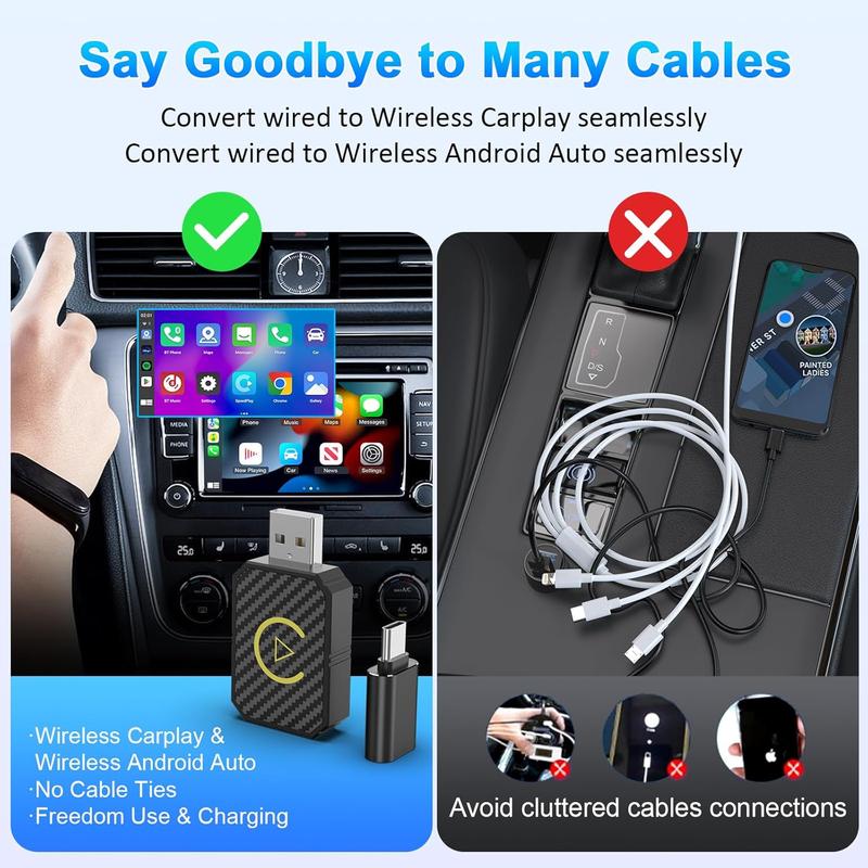 CarPlayand Android for both Apple2 in 1 Wireless Apple Adapter, ,converts wired to wireless, suitable for factory wired CarPlay cars from 2016+ CarPlayand Android for both Apple2 in 1 Wireless Apple Adapter, ,converts wired to wireless, suitable for factory wired CarPlay cars from 2016+